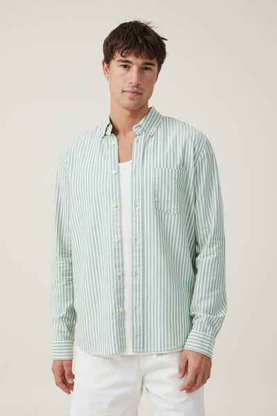 Mayfair Long Sleeve Shirt, GREEN STRIPE