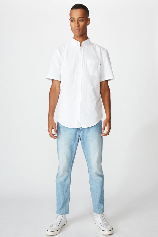 Vintage Prep Short Sleeve Shirt, WHITE OXFORD