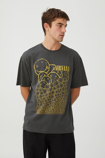 Special Edition T-Shirt, LCN MT WASHED BLACK/NIRVANA - SMILEY REPEAT