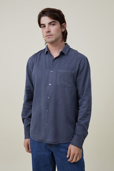 Camisas - Stockholm Long Sleeve Shirt, INDIGO SLUB