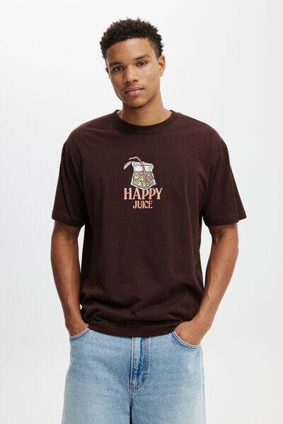 Loose Fit Art T-Shirt, DARK OAK/HAPPY JUICE