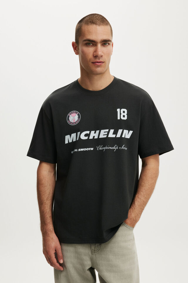 Everyday Fit Exclusive License T-Shirt, LCN MIC WASHED BLACK - MICHELIN - CHAMPIONSHI