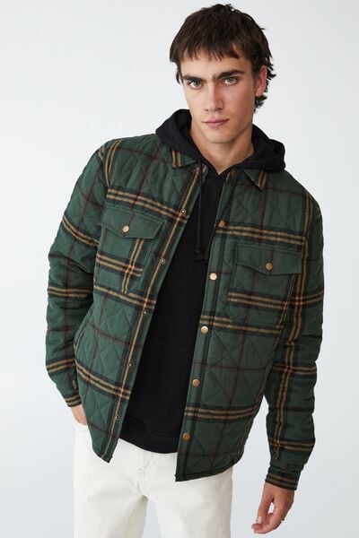 Quilted Shacket, GREEN CHECK