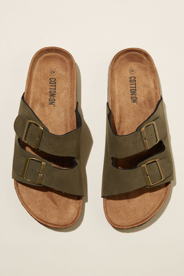 Double Buckle Sandal, KHAKI