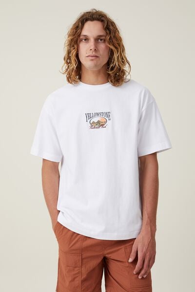 Box Fit Graphic T-Shirt, WHITE/YELLOWSTONE PARK