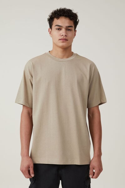 Box Fit Plain T-Shirt, GRAVEL STONE
