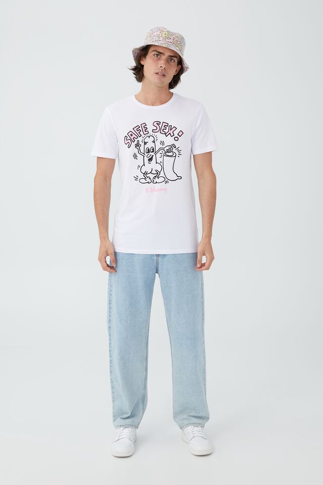 Keith Haring T-Shirt, LCN KEI VINTAGE WHITE/SAFE SEX
