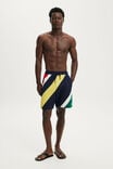 Baggy Swim Short, NAVY NAUTICAL DIAGONAL STRIPE - example image 1