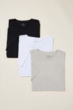 Chapéu - Organic Longline T-Shirt 3 Pack, BLACK/WHITE/SMOKE - vista alternativa 1