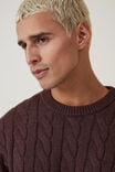 Cable Knit Crew, BROWN CABLE - alternate image 4