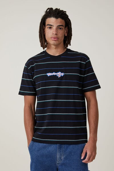 Loose Fit Stripe T-Shirt, BLACK POP EASY STRIPE /  GRAVITY