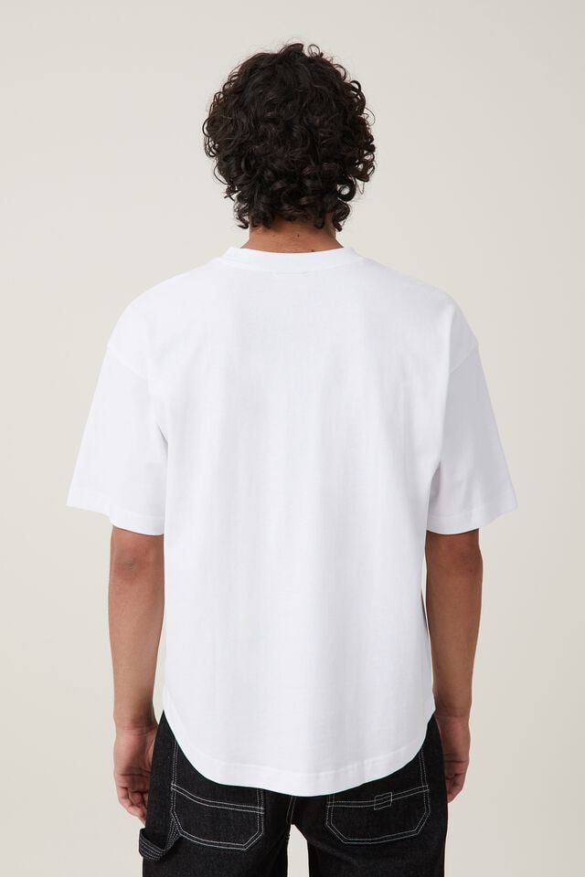 Box Fit Scooped Hem T-Shirt, WHITE