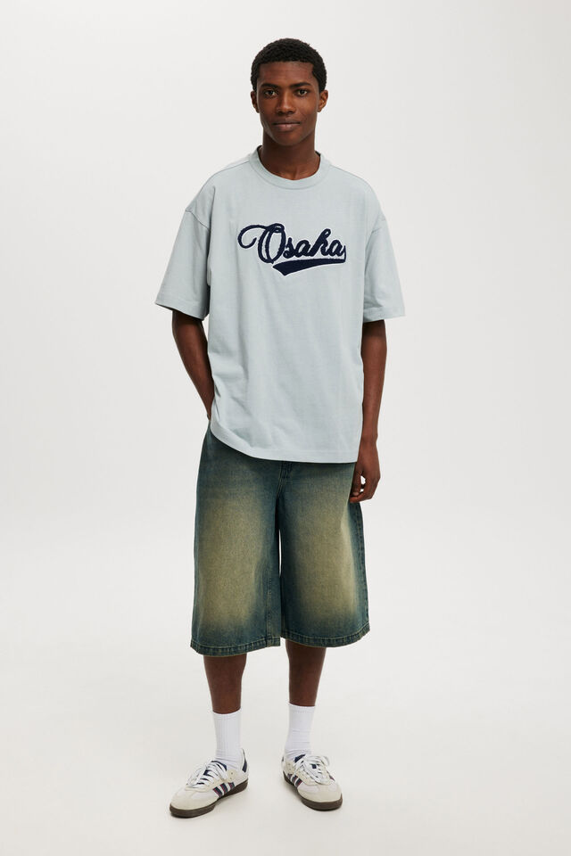 Box Fit College T-Shirt, BLUE HAZE/OSAKA SCRIPT