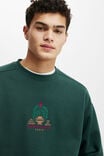 Box Fit Graphic Crew Sweater, PINE NEEDLE GREEN / MIND GARDEN PARIS - alternate image 4