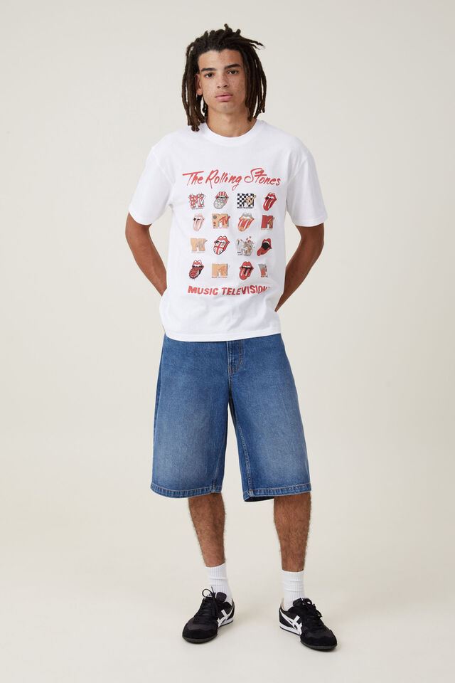 Mtv X Rolling Stones Loose Fit T-Shirt, LCN BRA WHITE/MULTI LOGO