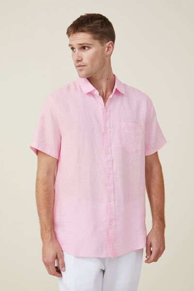 Camisas - Linen Short Sleeve Shirt, FLAMINGO