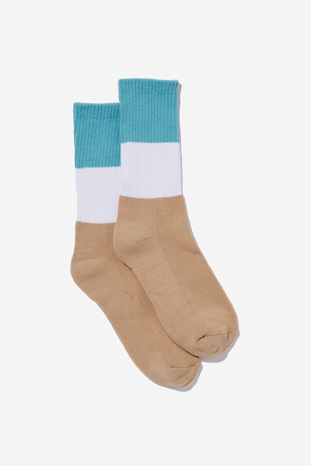 Essential Active Sock, CAMEL/WHITE/CORAL/2 STRIPE