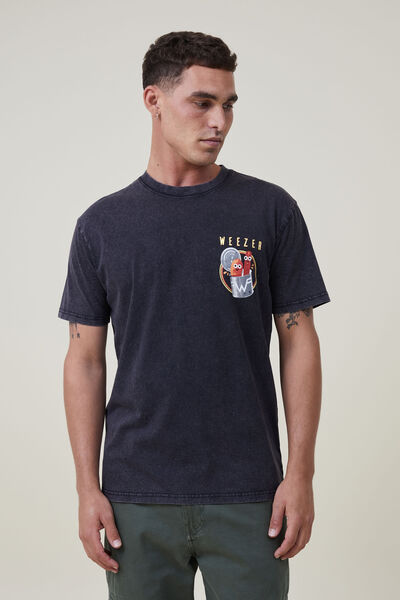 Camiseta - Premium Loose Fit Music T-Shirt, LCN MAN WASHED BLACK/WEEZER - PORK AND BEANS