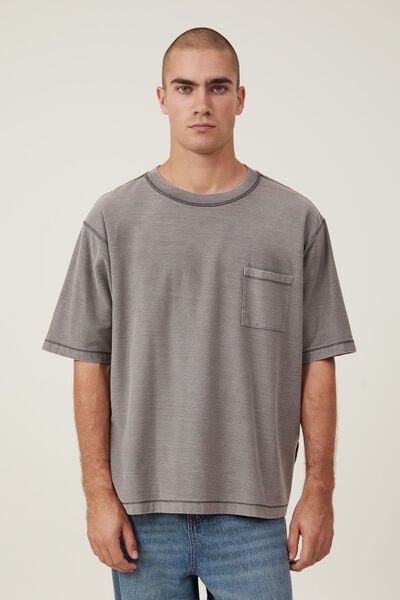 Crop Fit Reversed T-Shirt, SLATE STONE