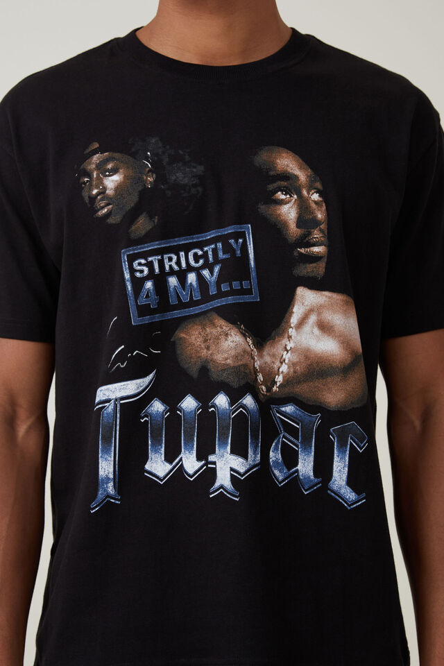 Loose Fit Music T-Shirt, LCN BRA BLACK/TUPAC - STRICTLY 4 MY