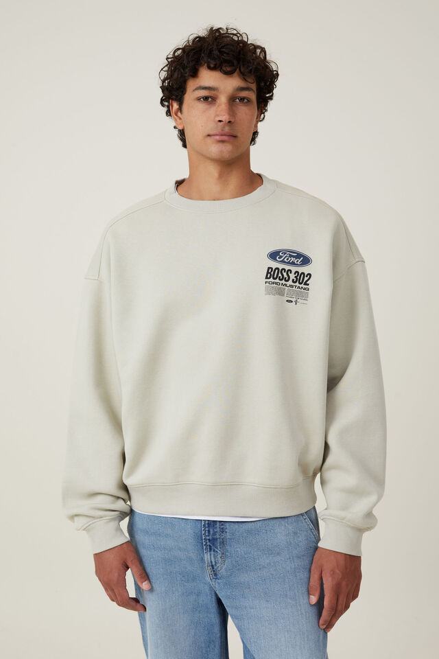 Ford Box Fit Crew Sweater, LCN FOR IVORY/ BOSS 302