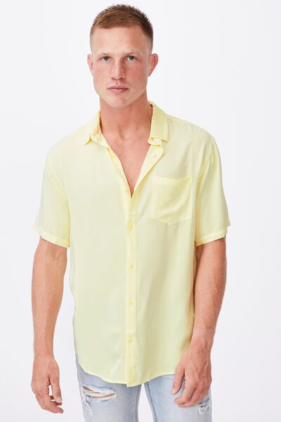 Cuban Short Sleeve Shirt, LEMON