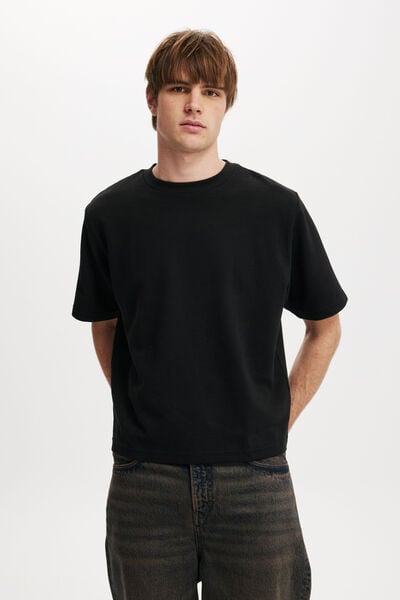 Cropped T-Shirt, BLACK TEXTURE