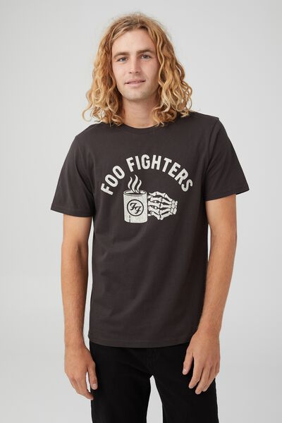 Tbar Collab Music T-Shirt, LCN MT WASHED BLACK/FOO FIGHTERS - COFFEE