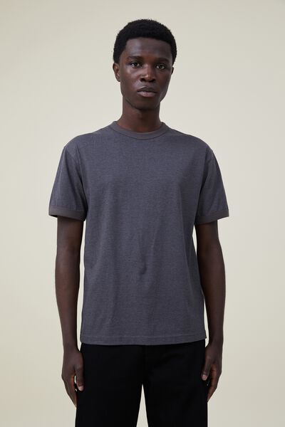 Loose Fit Ringer T-Shirt, CHARCOAL MARLE/FADED SLATE