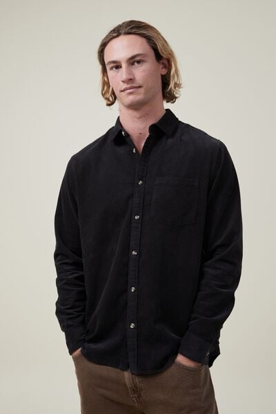 Portland Long Sleeve Shirt, WASHED BLACK CORD