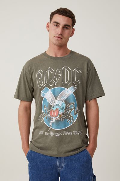 Loose Fit Music T-Shirt, LCN PER MILITARY/ACDC - FLY
