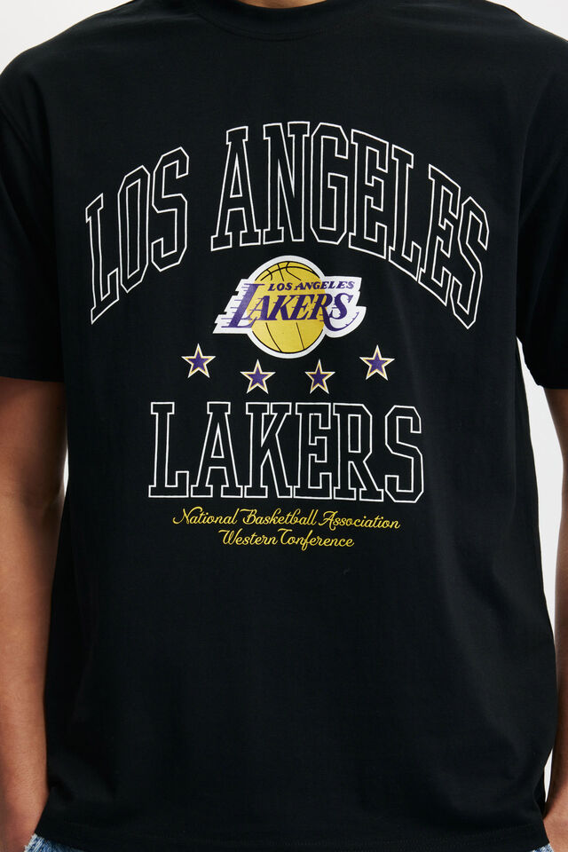 NBA Los Angeles Lakers Loose Fit T-Shirt, LCN NBA BLACK / LAKERS - ARCHED STARS