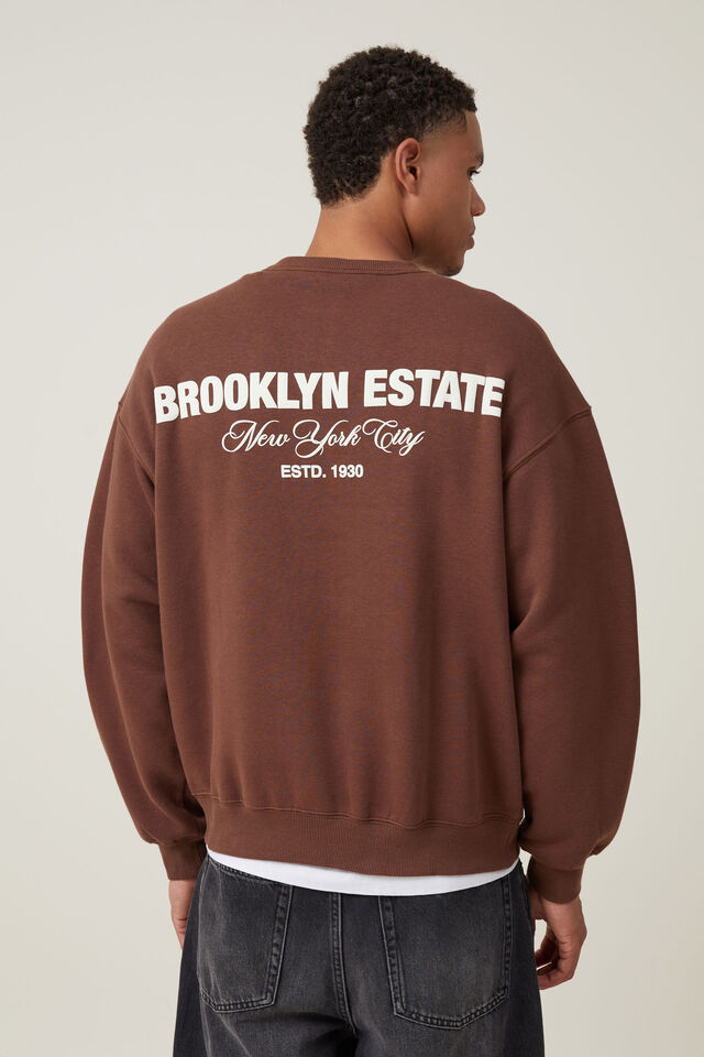 Box Fit Graphic Crew Sweater, BRUNETTE / NYC OWNERS CLUB
