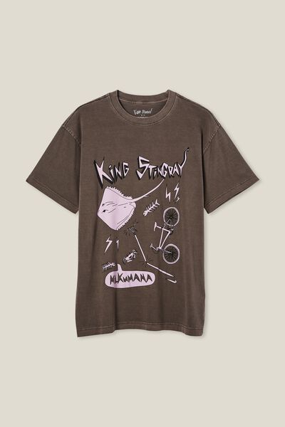 King Stingray T-Shirt, LCN KSR WASHED CHOCOLATE/MILKUMANA