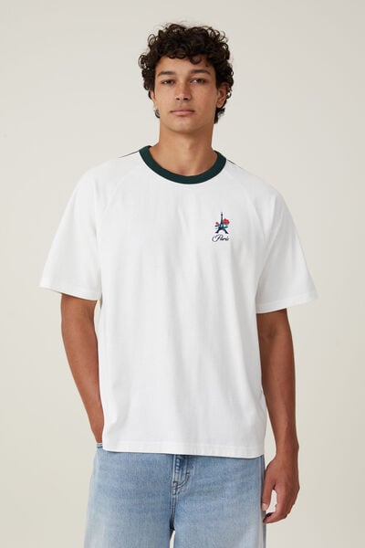 Football T-Shirt, VINTAGE WHITE/PINENEEDLE GREEN/PARIS ROSE