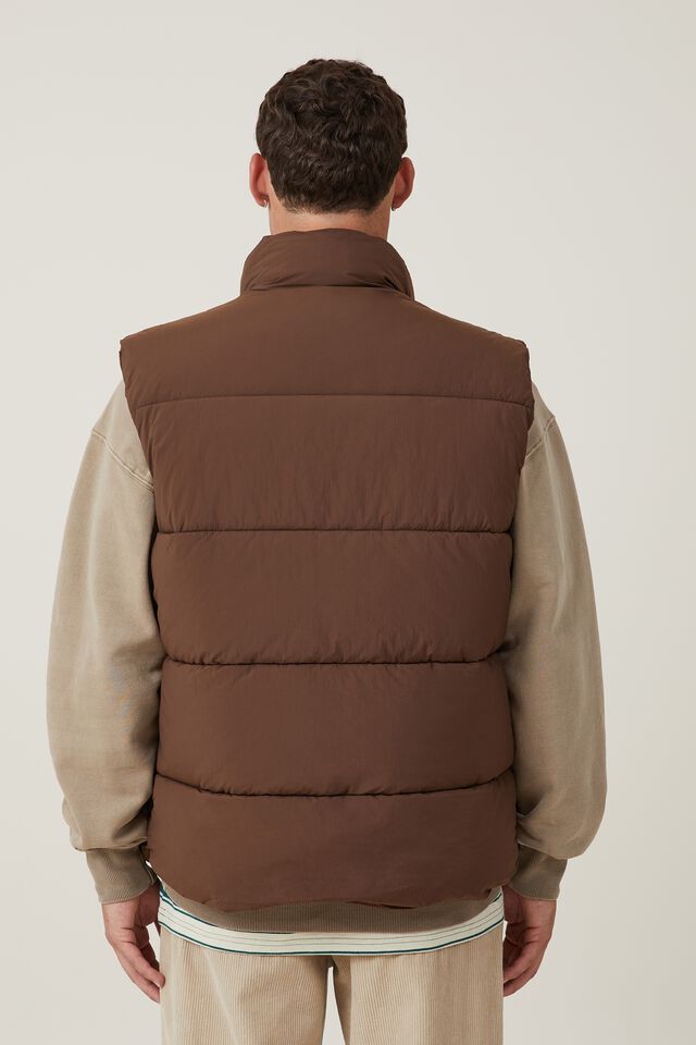 Recycled Puffer Vest, CHOCOLATE