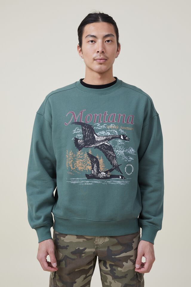 Oversized Graphic Sweater, FOREST/MONTANA