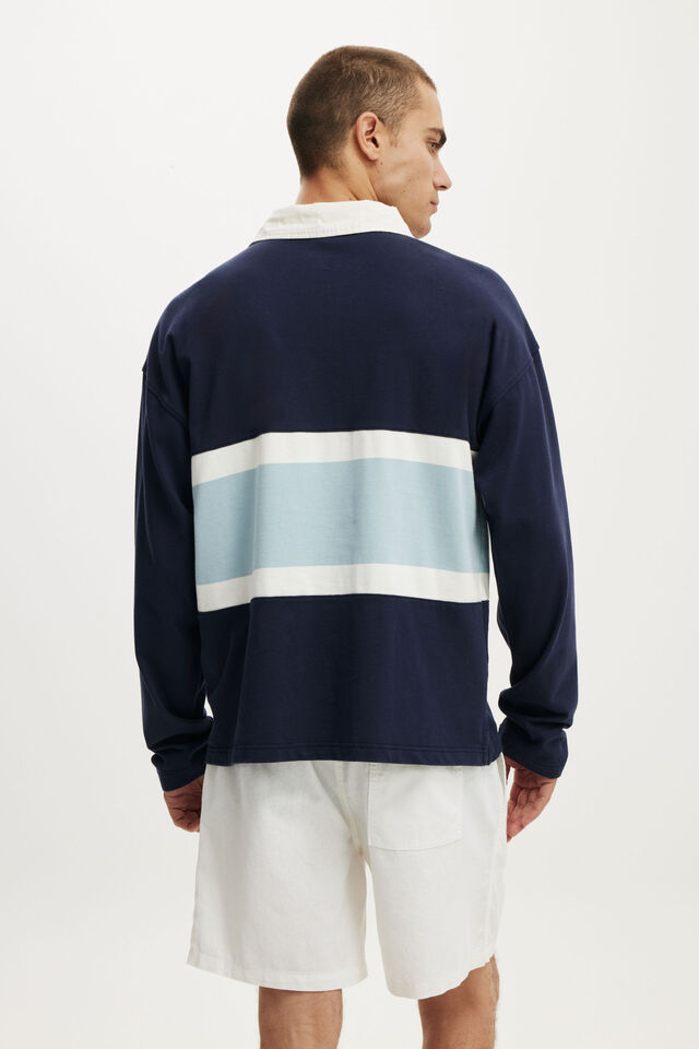 Box Fit Rugby Polo, INDIGO PANEL