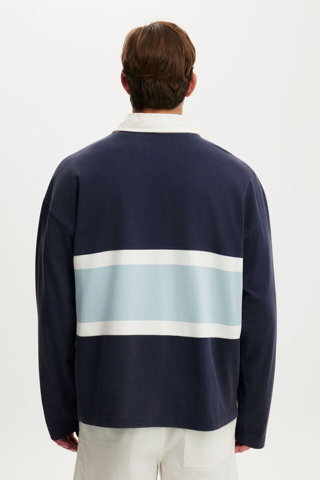 Box Fit Rugby Polo, NAVY PANEL