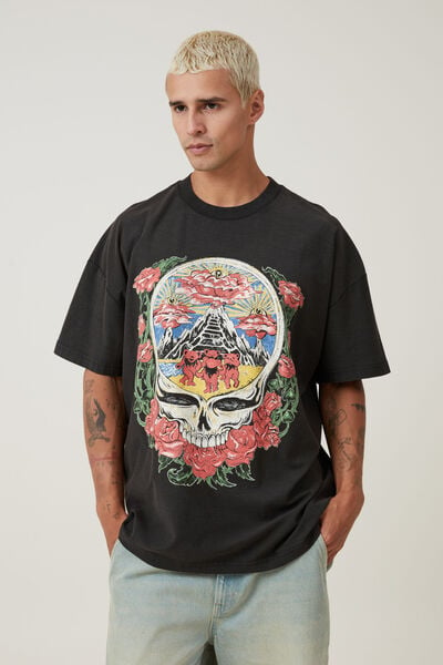 Camiseta - Vintage Oversized T-Shirt, LCN WMG BLACK / GRATEFUL DEAD - BEARS MOUNTAI