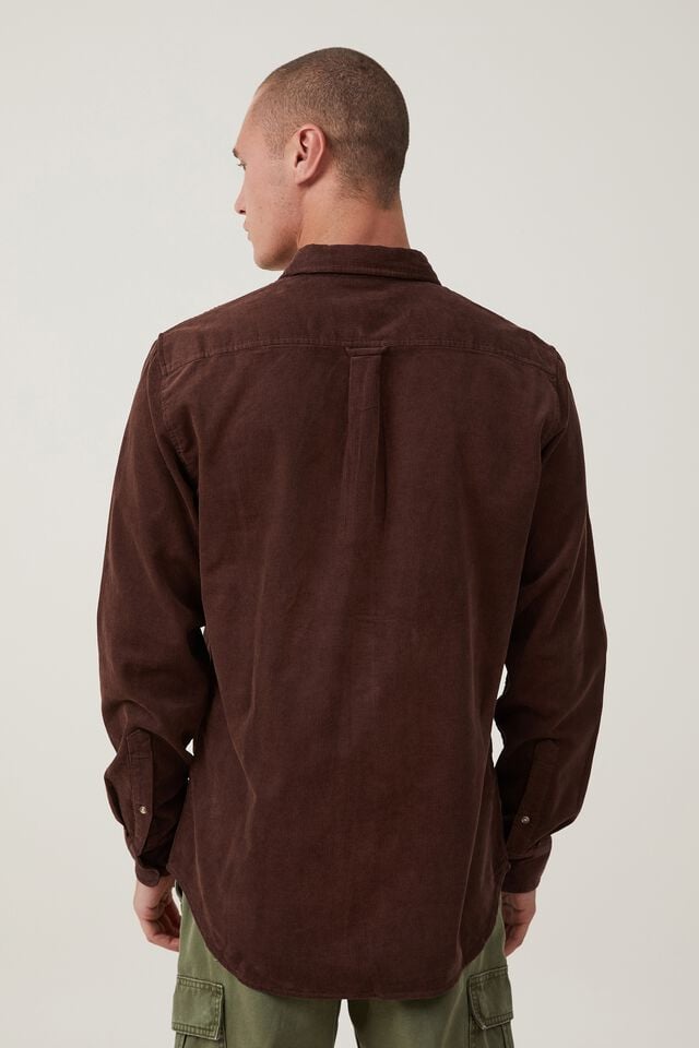 Portland Long Sleeve Shirt, WASHED CHOCOLATE CORD
