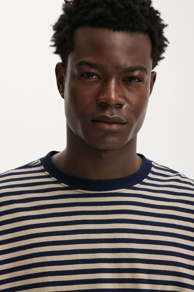 Everyday Fit Long Sleeve T-Shirt, HAZLENUT / VINTAGE NAVY STRIPE