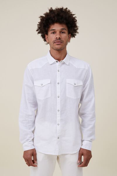 Dallas Long Sleeve Shirt, WHITE