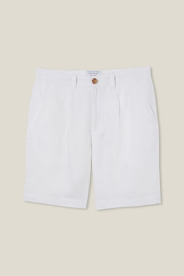 Linen Pleat Short, WHITE