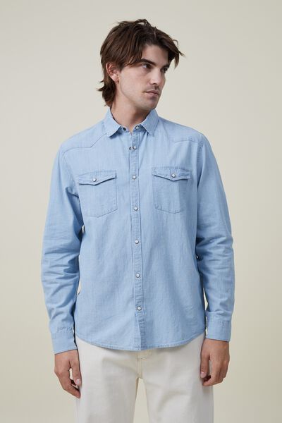 Dallas Long Sleeve Shirt, VINTAGE BLUE