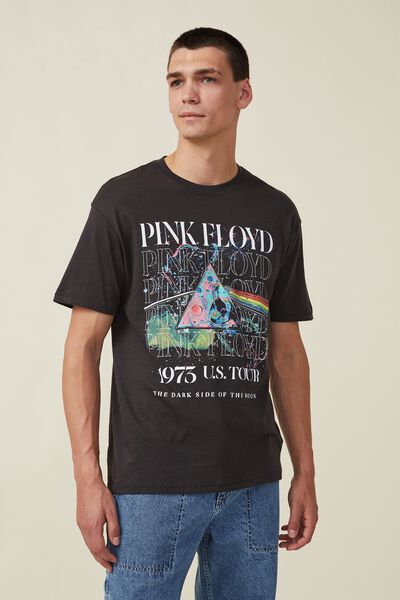 Loose Fit Music T-Shirt, LCN PER WASHED BLACK/PINK FLOYD - DARK SIDE