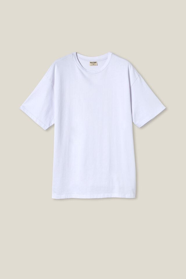 Box Fit Plain T-Shirt, WHITE