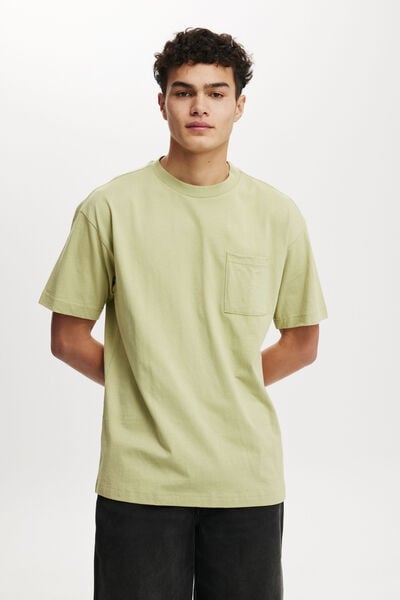 Box Fit Pocket T-Shirt, GREEN TEA