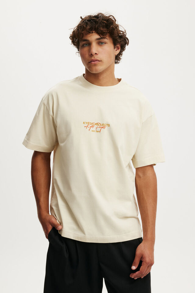 Box Fit Text T-Shirt, ECRU/KYOTO PROJECTS