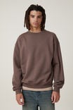 Box Fit Crew Sweater, WASHED CHOCOLATE - alternate image 1